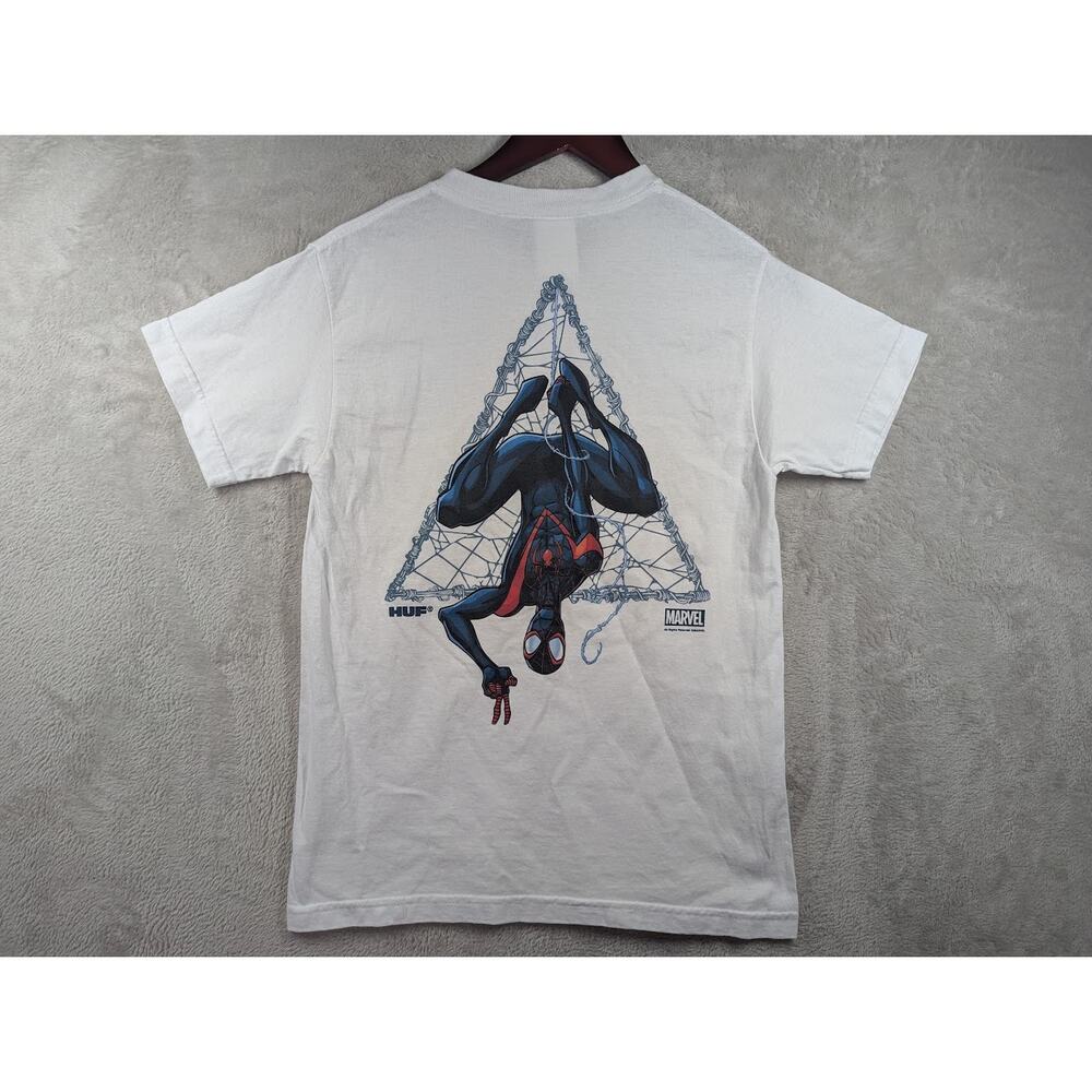 HUF Marvel Comics Spiderman Miles Morales White Shirt Back Graphic Size SMALL